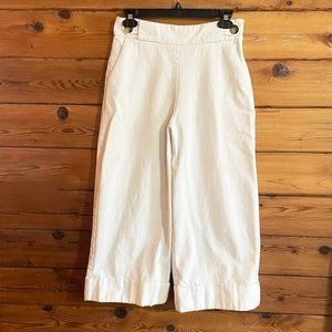 ZARA Basic Collection Women White Cropped Wide Leg High Rise Pants - Size S
